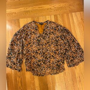 Jessica Simpson Animal Print Blouse in Black and Brown